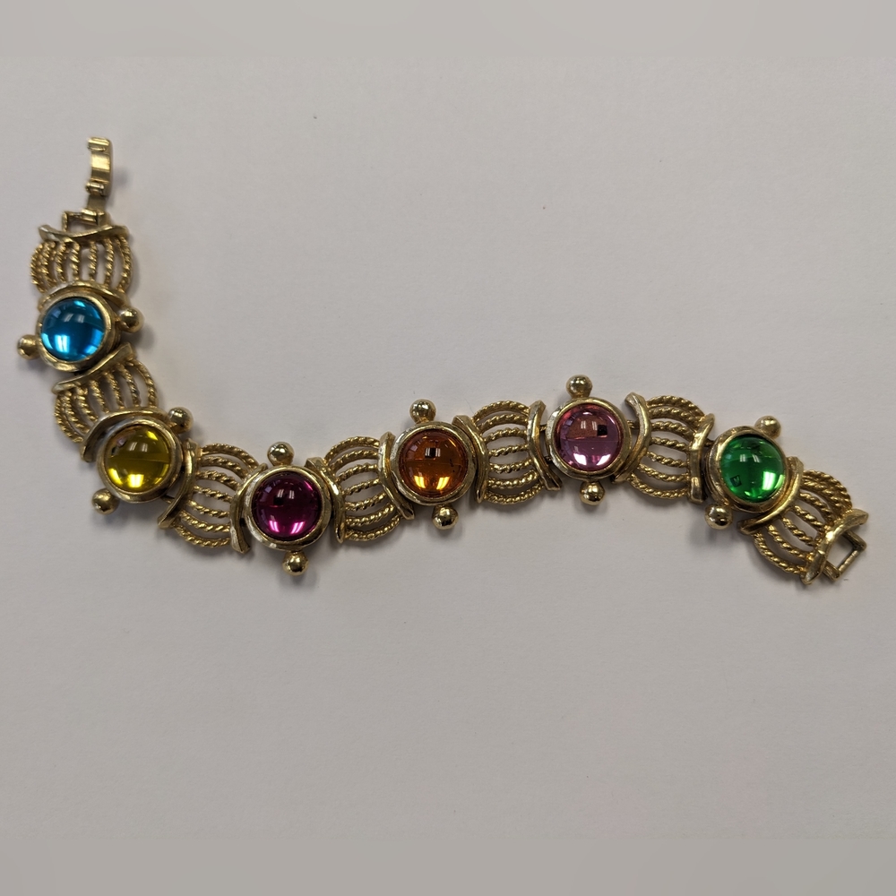 VTG COLORFUL JELLY BRACELET WITH GOLD ACCENTS - Picture 5 of 15